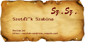 Szoták Szabina névjegykártya